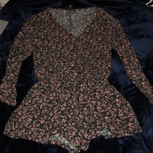 Floral v neck romper